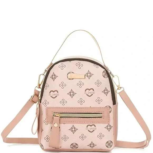 Mini Printed Backpack Purse, Women's Convertible Crossbody Bag - Picture 2 of 4